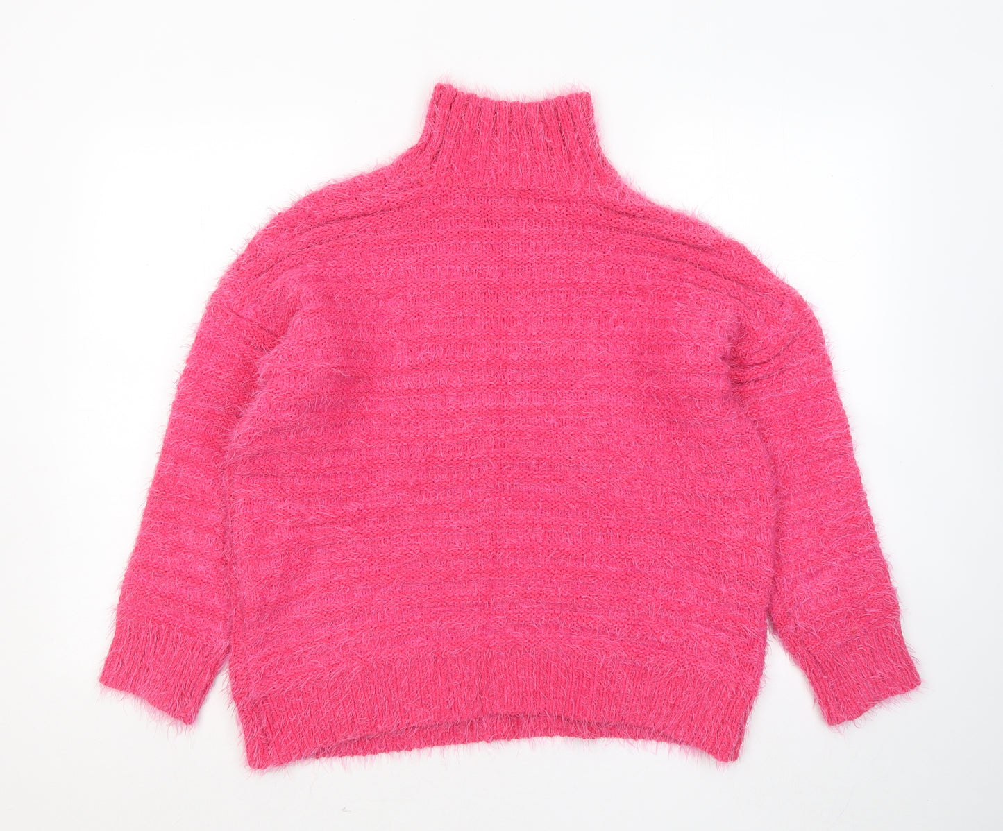Marks and Spencer Womens Pink Mock Neck Polyester Pullover Jumper Size M