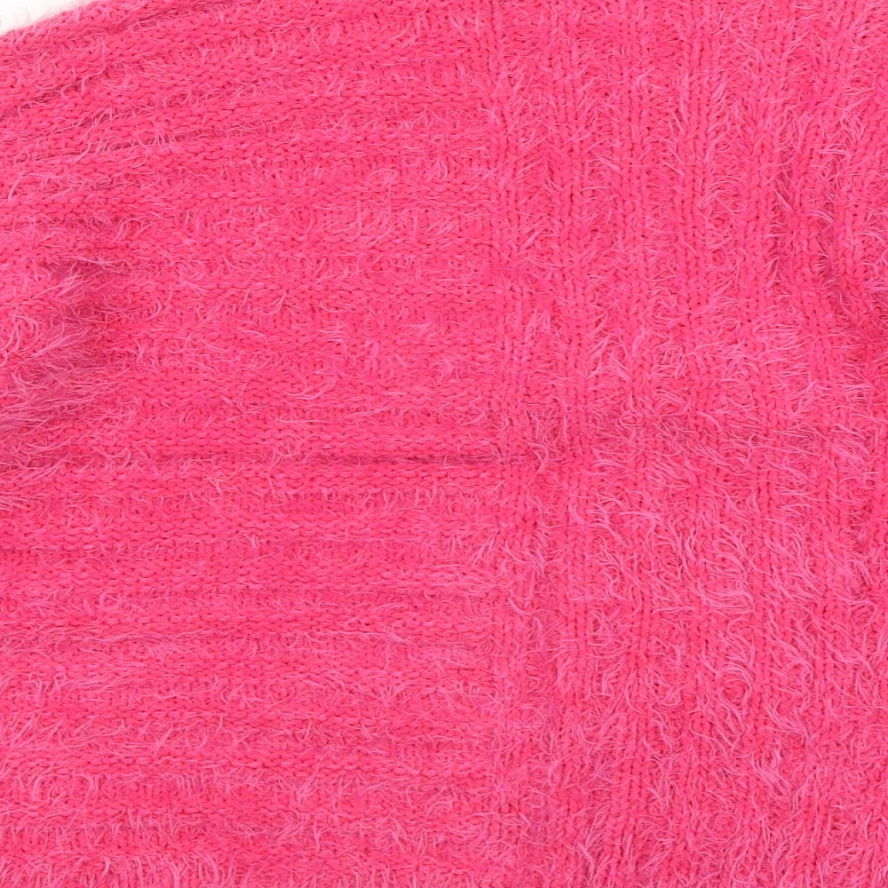 Marks and Spencer Womens Pink Mock Neck Polyester Pullover Jumper Size M