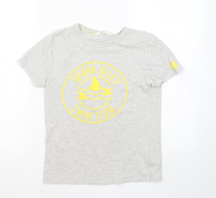 H&M Boys Grey Cotton Basic T-Shirt Size 8-9 Years Round Neck - Shark Alley Swim Team
