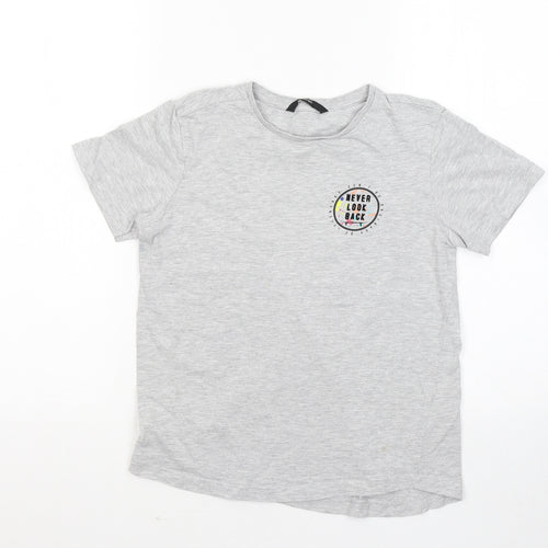 George Boys Grey Cotton Basic T-Shirt Size 11-12 Years Round Neck - Never look back