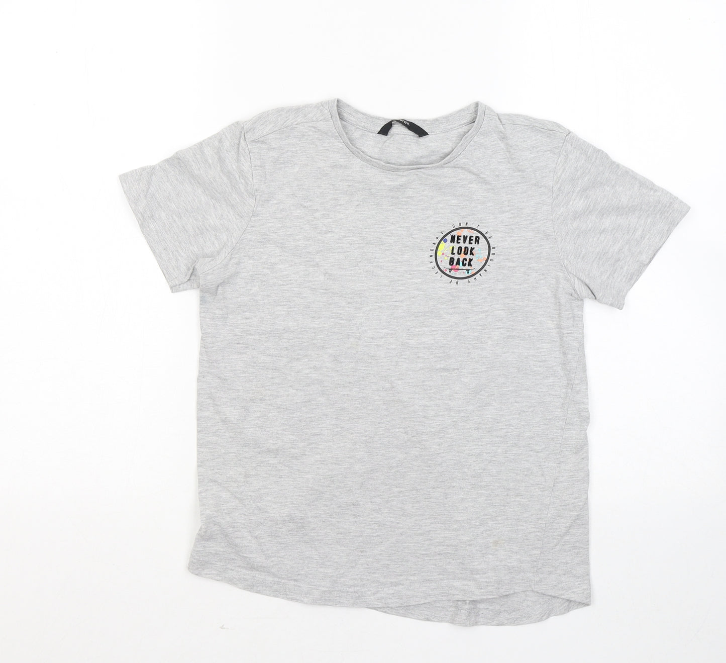 George Boys Grey Cotton Basic T-Shirt Size 11-12 Years Round Neck - Never look back