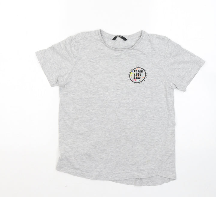 George Boys Grey Cotton Basic T-Shirt Size 11-12 Years Round Neck - Never look back