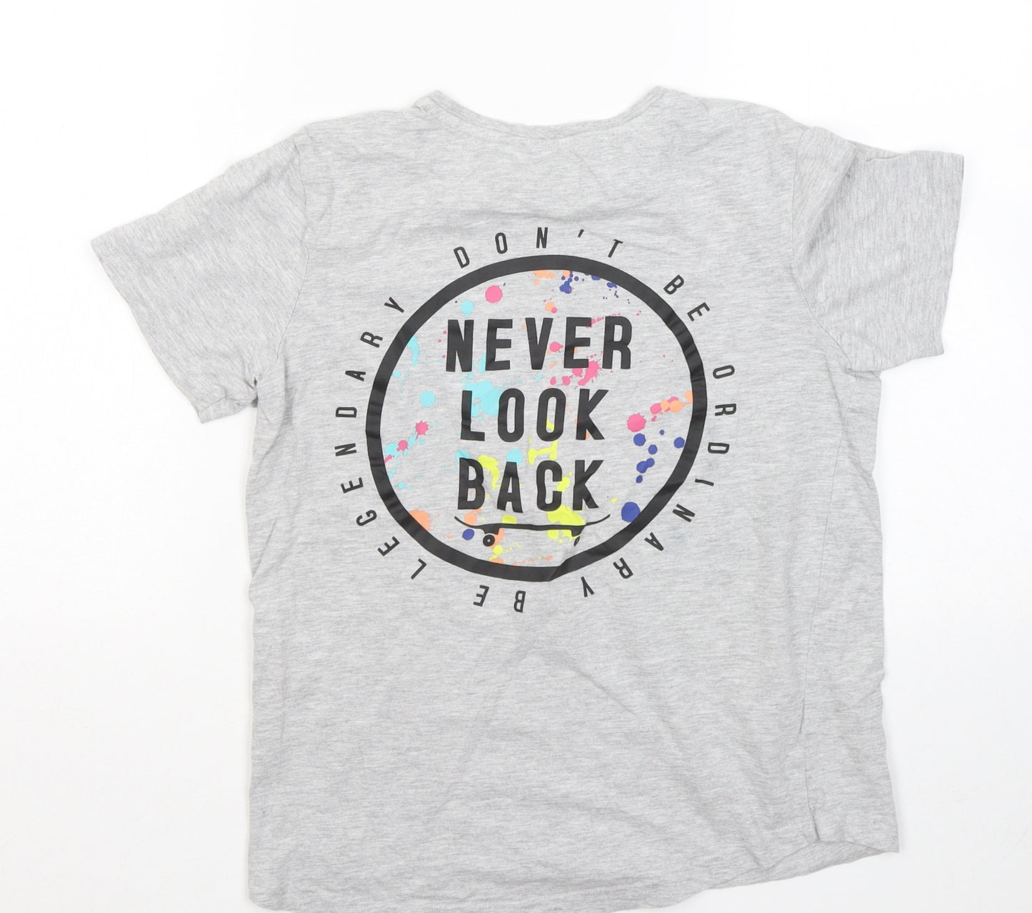 George Boys Grey Cotton Basic T-Shirt Size 11-12 Years Round Neck - Never look back