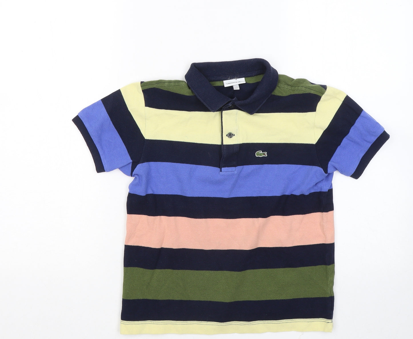 Lacoste Boys Multicoloured Striped Cotton Basic Polo Size 12 Years Collared