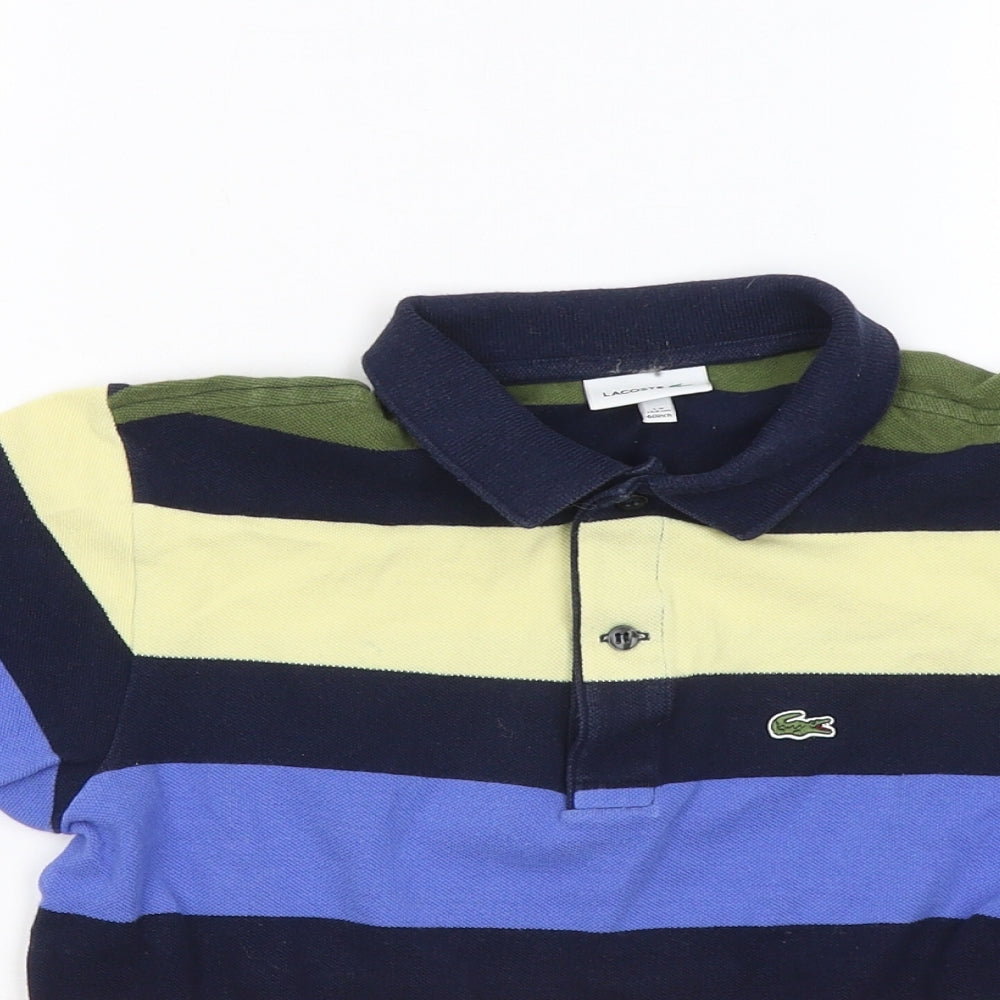 Lacoste Boys Multicoloured Striped Cotton Basic Polo Size 12 Years Collared