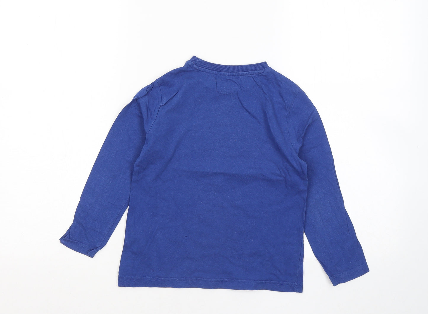 F&F Boys Blue Cotton Basic T-Shirt Size 5-6 Years Round Neck - Bear Map Woods