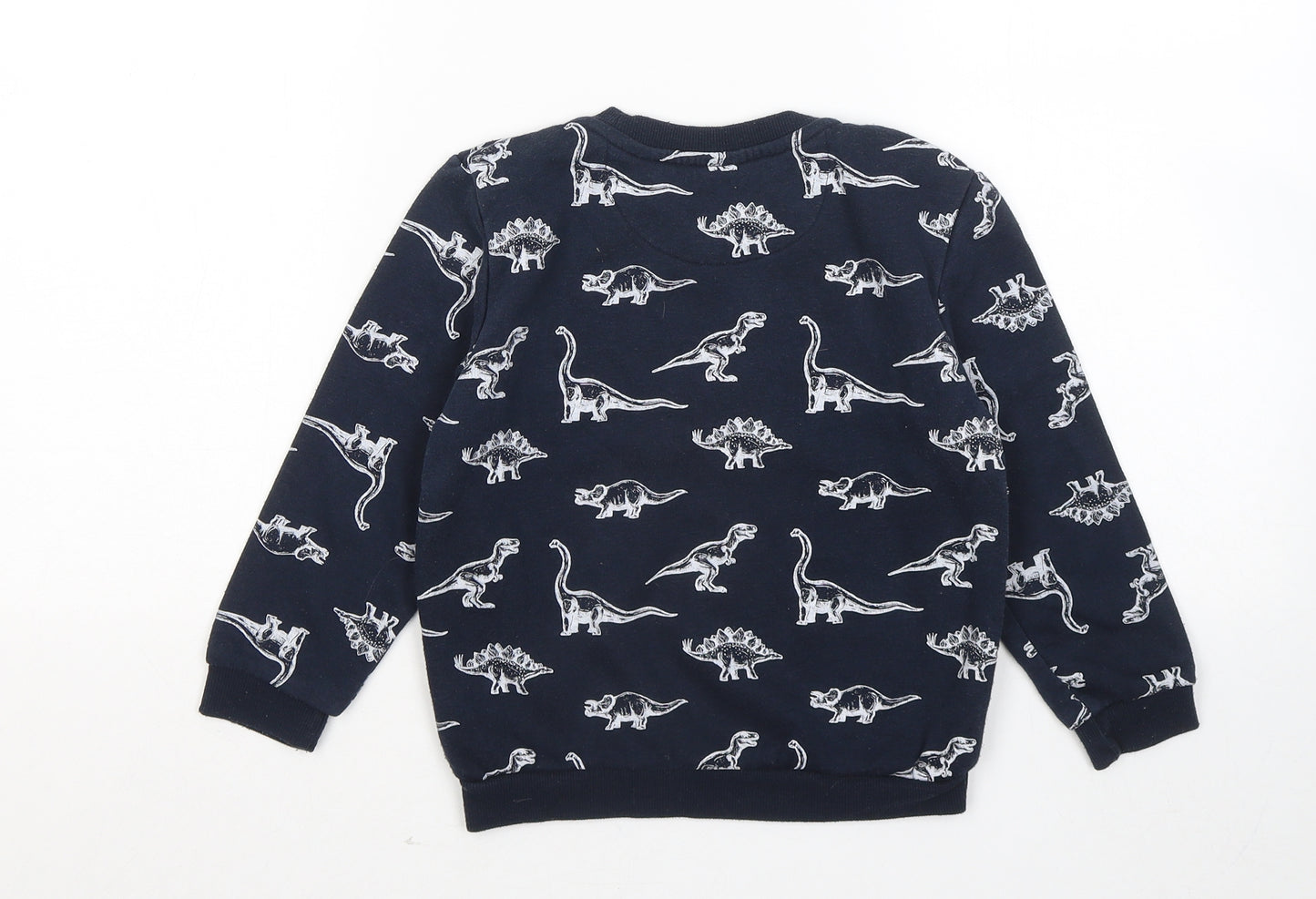 Primark Boys Blue Geometric Cotton Pullover Sweatshirt Size 5-6 Years - Dinosaurs