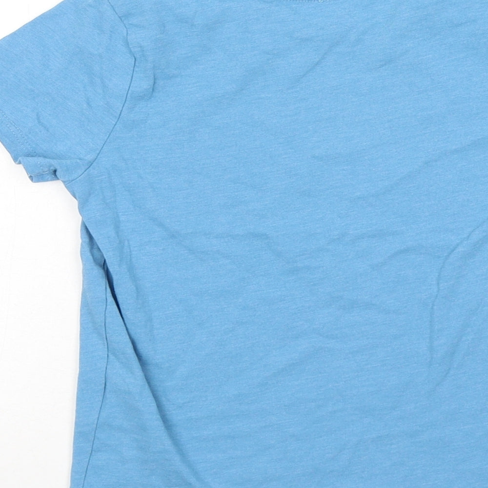 Primark Boys Blue Cotton Basic T-Shirt Size 5-6 Years Round Neck - Dinosaur Adventure Explorer 1982