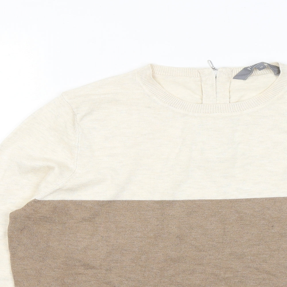 Principles Womens Brown Round Neck Viscose Pullover Jumper Size 16