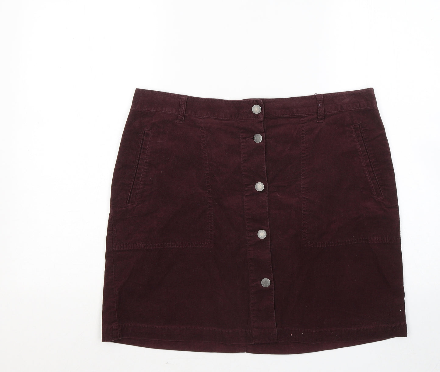 Marks and Spencer Womens Purple Cotton A-Line Skirt Size 14