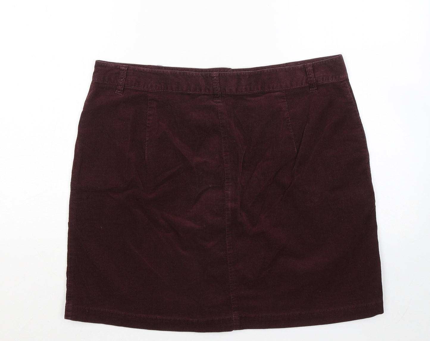 Marks and Spencer Womens Purple Cotton A-Line Skirt Size 14