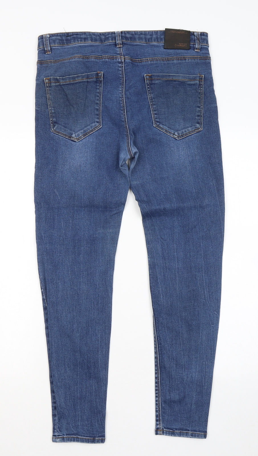 Stradivarius Womens Blue Cotton Skinny Jeans Size 14 L26 in Regular