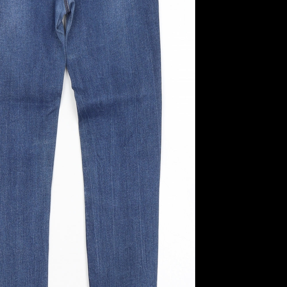 Stradivarius Womens Blue Cotton Skinny Jeans Size 14 L26 in Regular