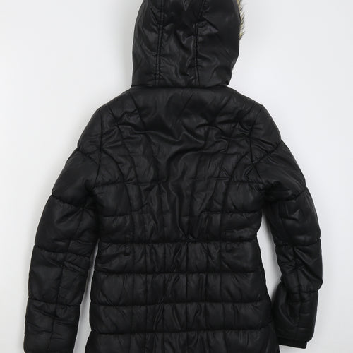 F&F Girls Black Basic Coat Coat Size 11-12 Years Zip