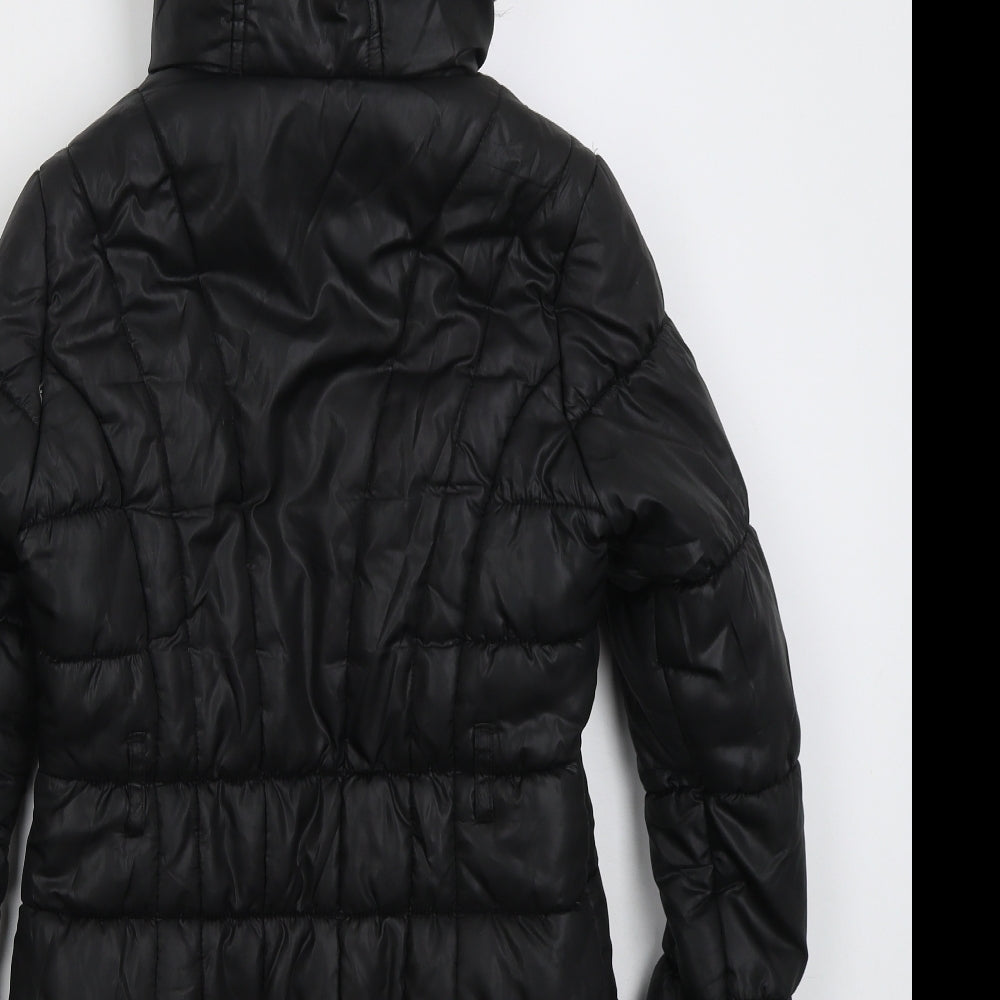 F&F Girls Black Basic Coat Coat Size 11-12 Years Zip