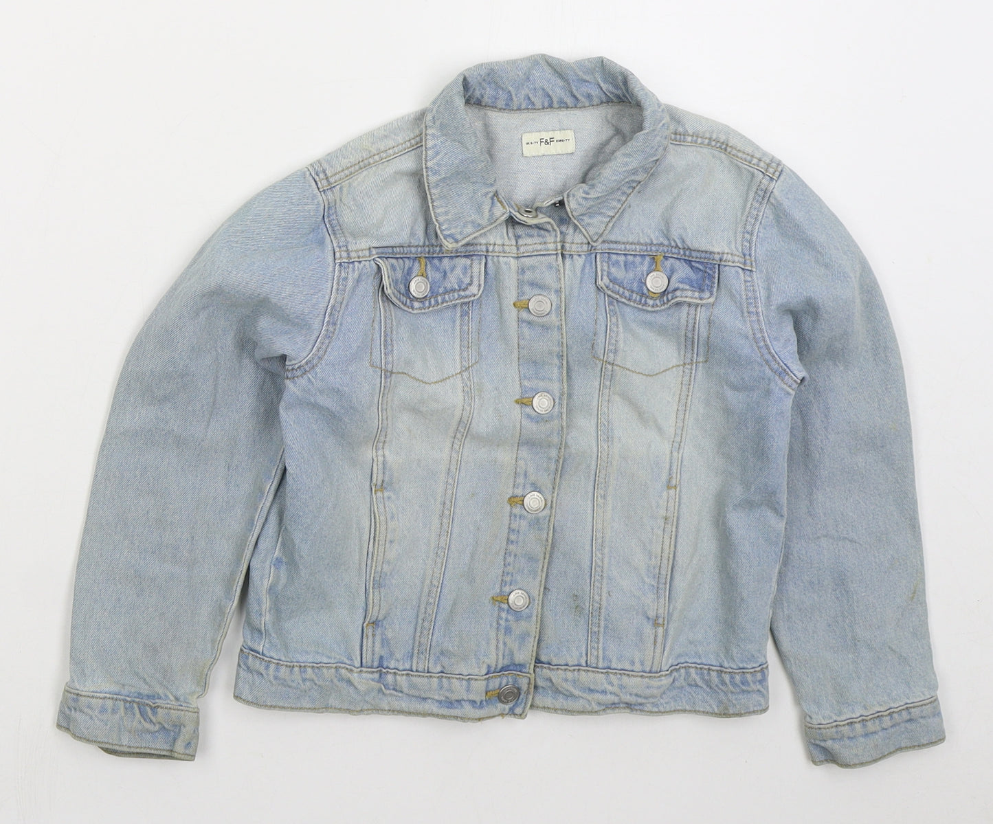 F&F Girls Blue Jacket Size 6-7 Years Button