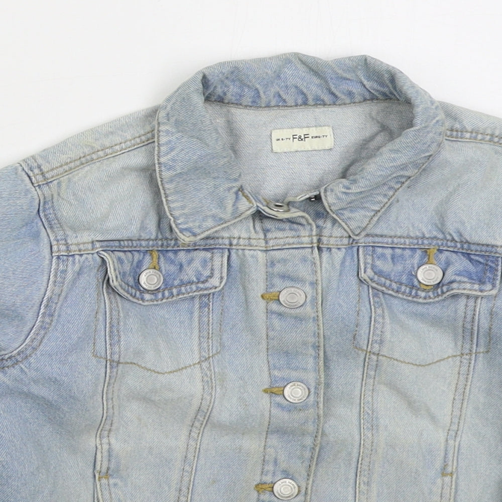 F&F Girls Blue Jacket Size 6-7 Years Button