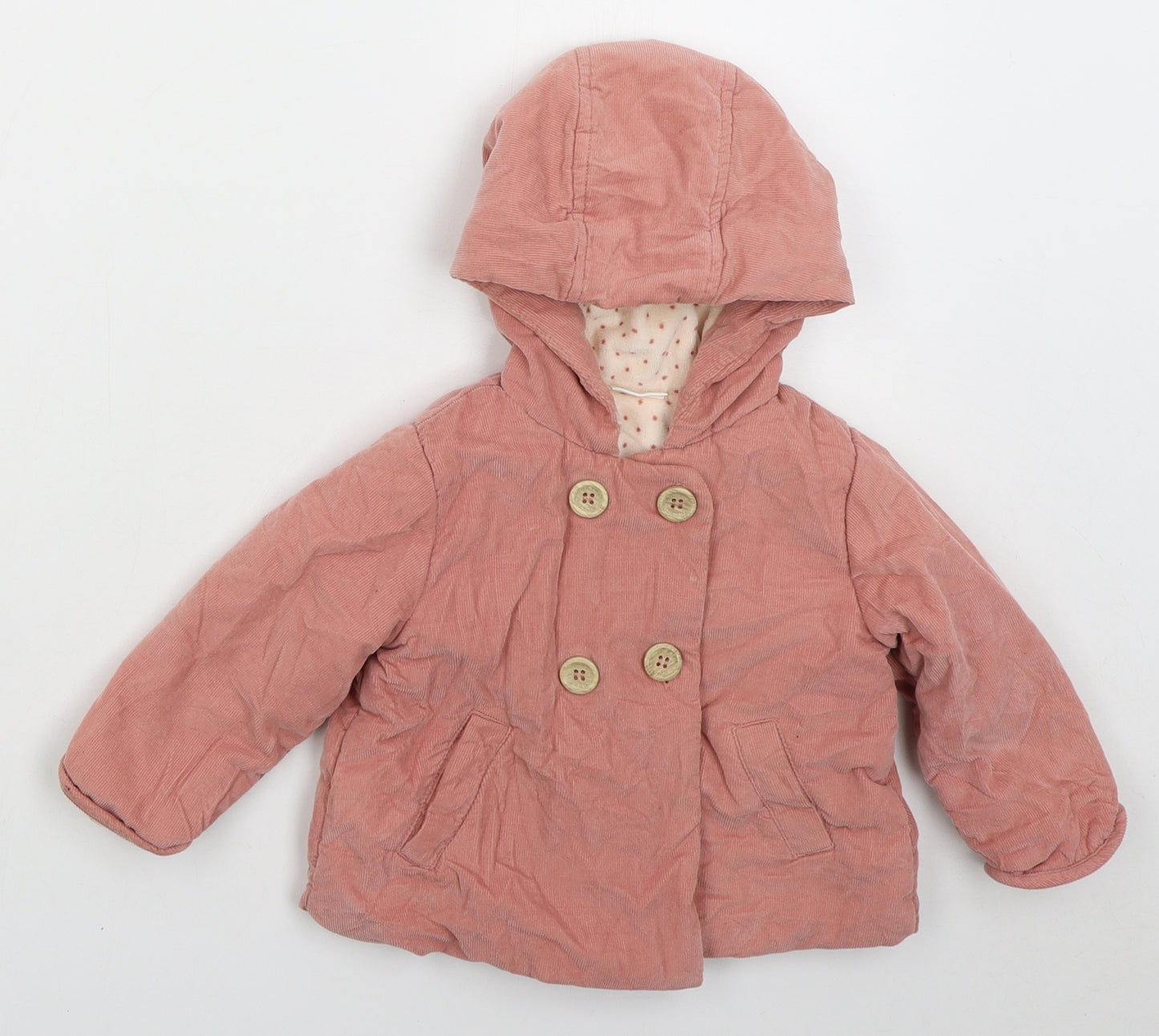 NEXT Girls Pink Basic Coat Coat Size 9-12 Months Button