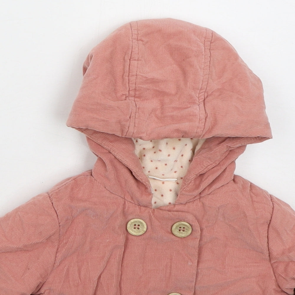 NEXT Girls Pink Basic Coat Coat Size 9-12 Months Button
