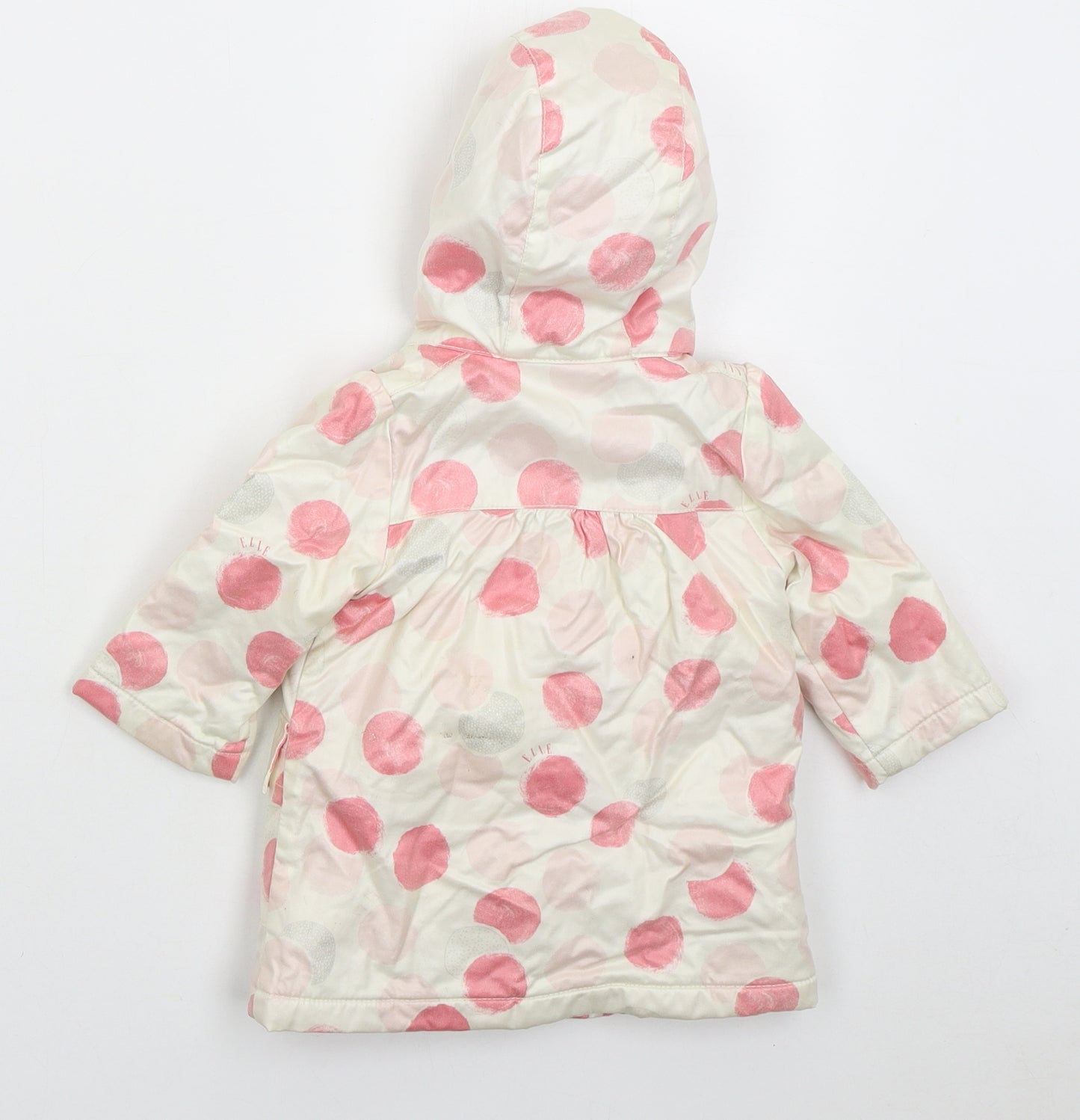 ELLE Girls White Polka Dot Basic Coat Coat Size 3-6 Months Zip
