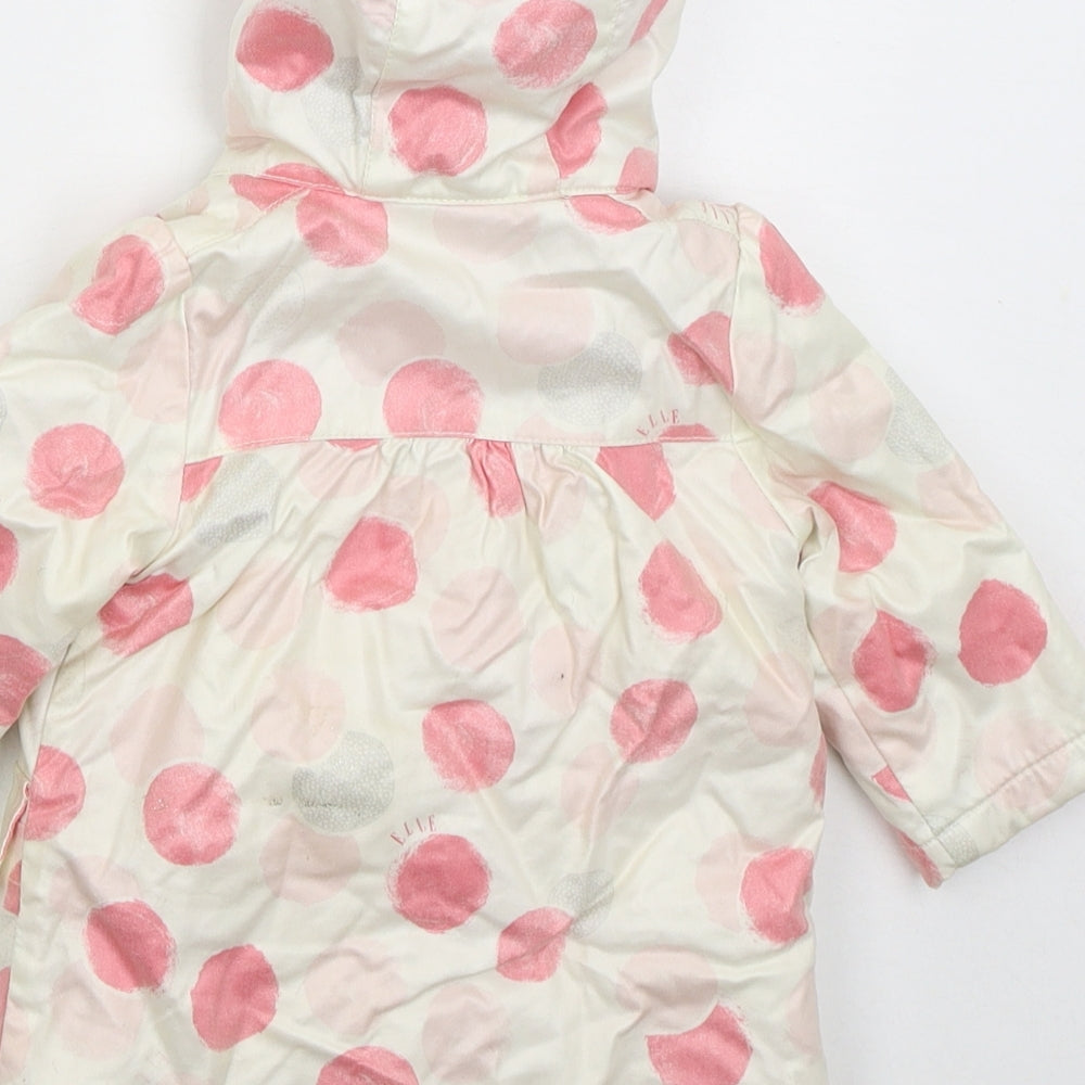 ELLE Girls White Polka Dot Basic Coat Coat Size 3-6 Months Zip