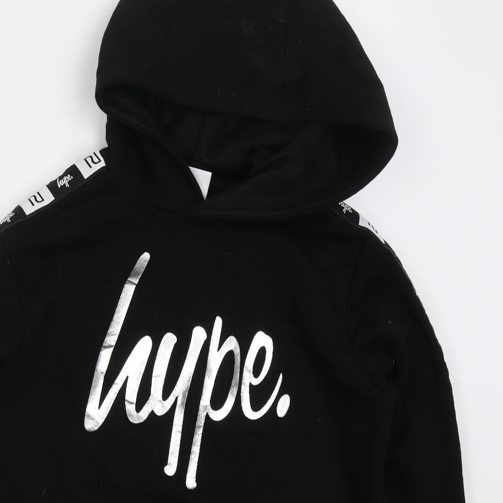 River Island Boys Black Cotton Pullover Hoodie Size 11-12 Years Pullover - Hype