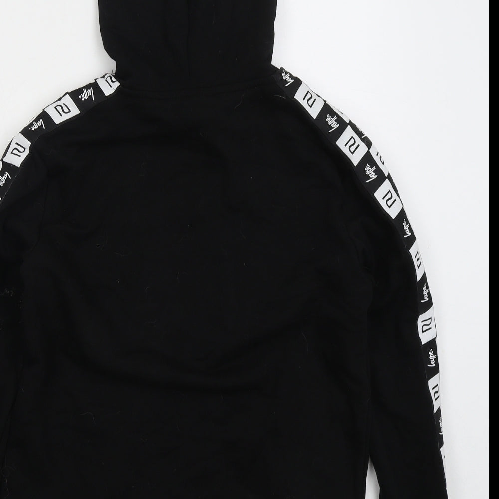 River Island Boys Black Cotton Pullover Hoodie Size 11-12 Years Pullover - Hype