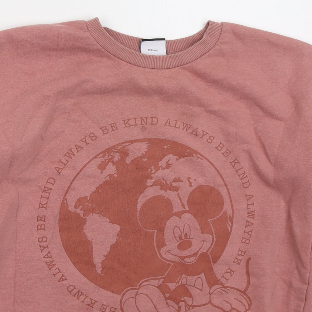 George Girls Pink Cotton Pullover Sweatshirt Size 11-12 Years Pullover - Mickey Mouse
