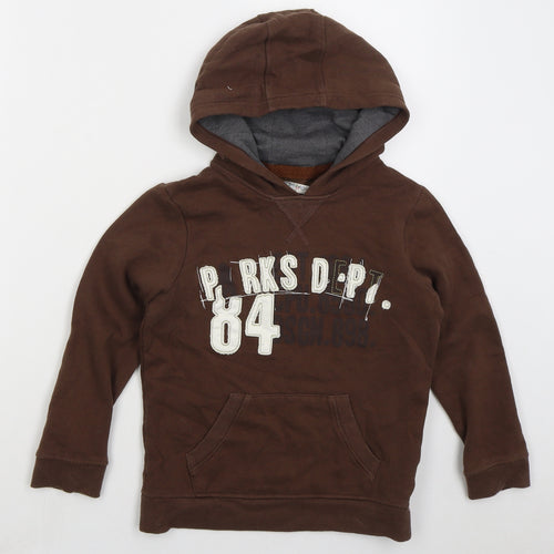 Marks and Spencer Boys Brown Cotton Pullover Hoodie Size 7-8 Years Pullover - Parks Dept