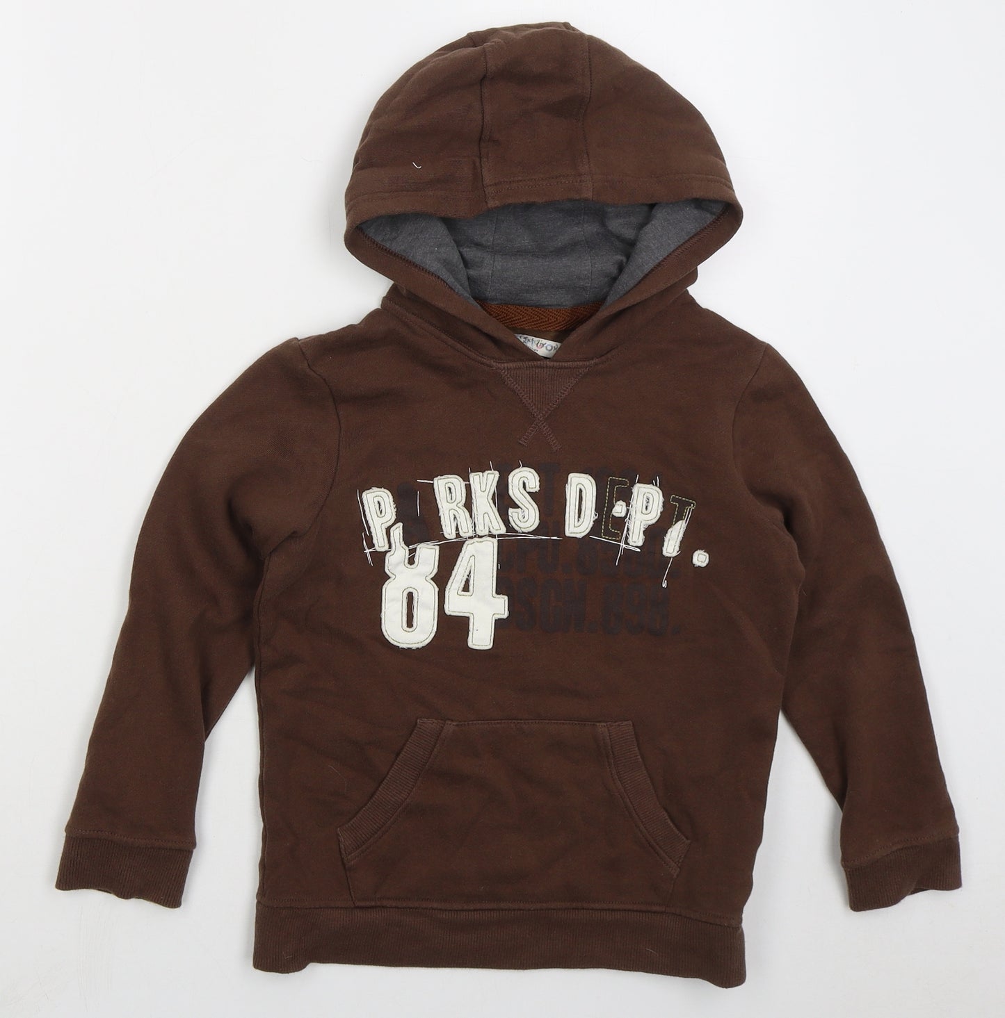 Marks and Spencer Boys Brown Cotton Pullover Hoodie Size 7-8 Years Pullover - Parks Dept