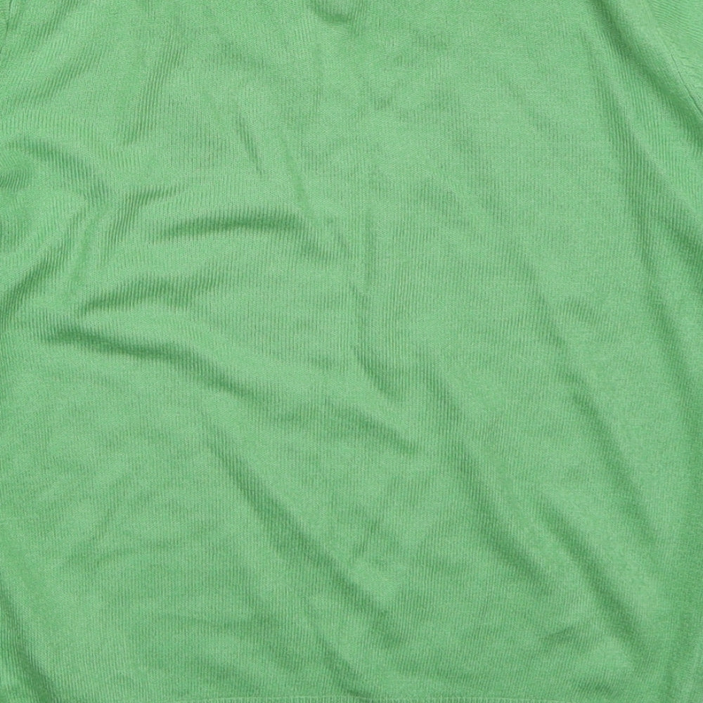 Marks and Spencer Boys Green V-Neck Acrylic Pullover Jumper Size 7-8 Years Pullover