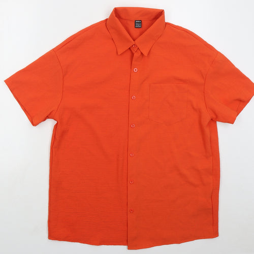 SheIn Womens Orange Polyester Basic Button-Up Size M Collared