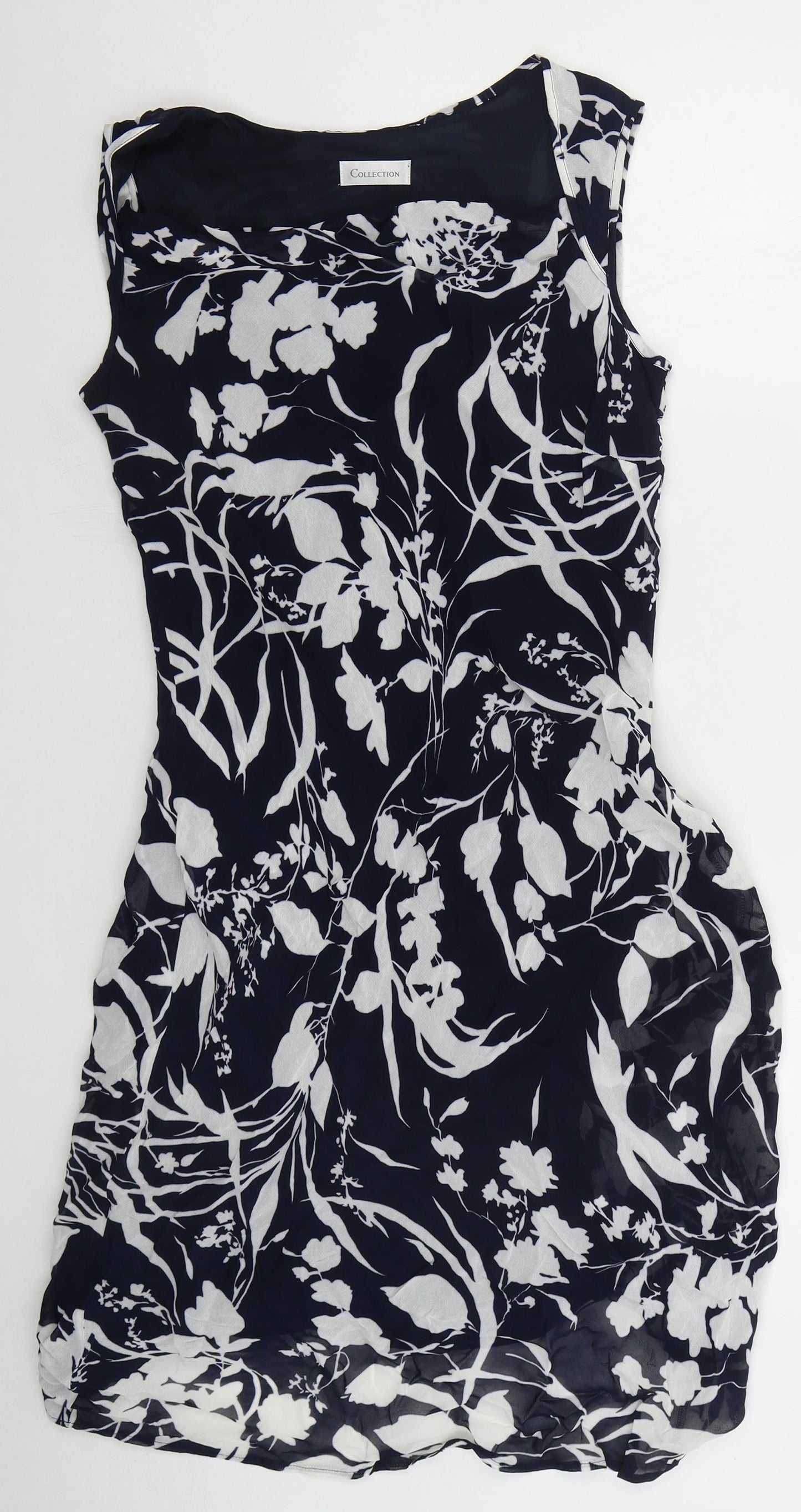 Collection Womens Blue Floral Viscose Pencil Dress Size 12 Cowl Neck Pullover