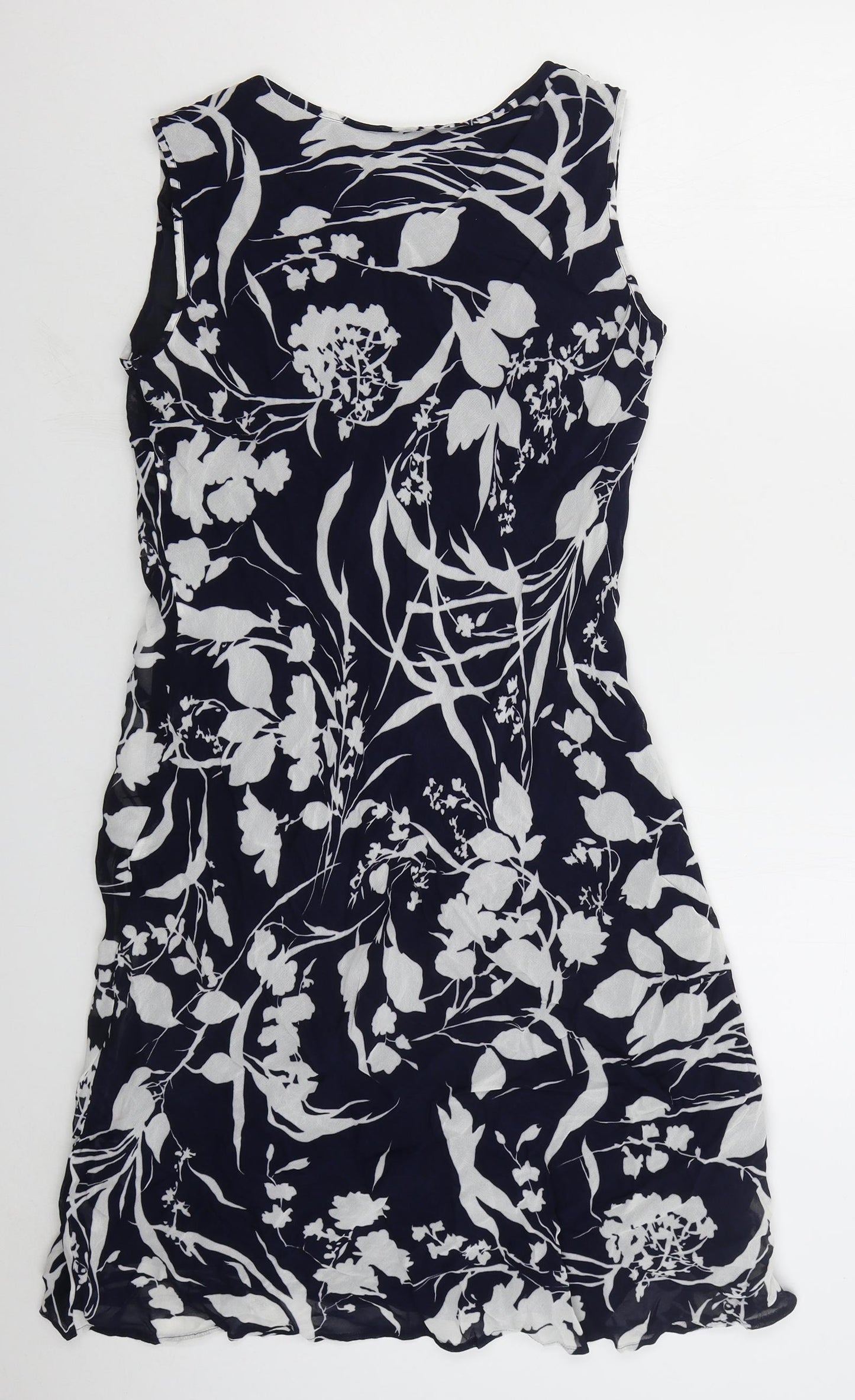 Collection Womens Blue Floral Viscose Pencil Dress Size 12 Cowl Neck Pullover