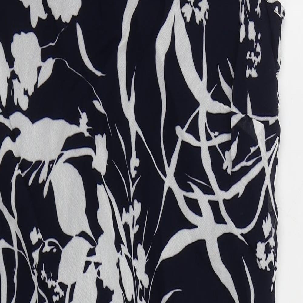 Collection Womens Blue Floral Viscose Pencil Dress Size 12 Cowl Neck Pullover
