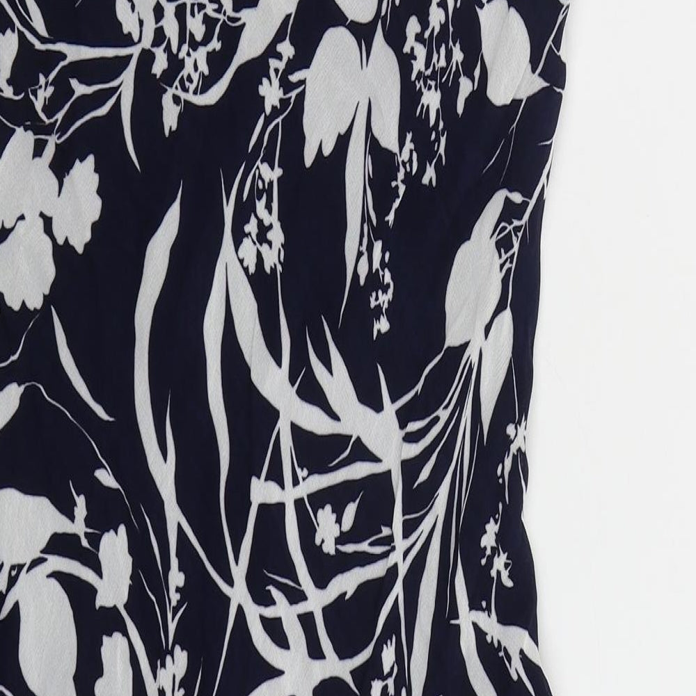 Collection Womens Blue Floral Viscose Pencil Dress Size 12 Cowl Neck Pullover