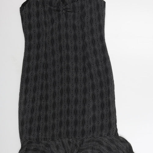 The Collection Womens Black Polka Dot Polyester Fit & Flare Size 12 Round Neck Zip