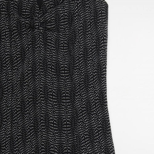 The Collection Womens Black Polka Dot Polyester Fit & Flare Size 12 Round Neck Zip