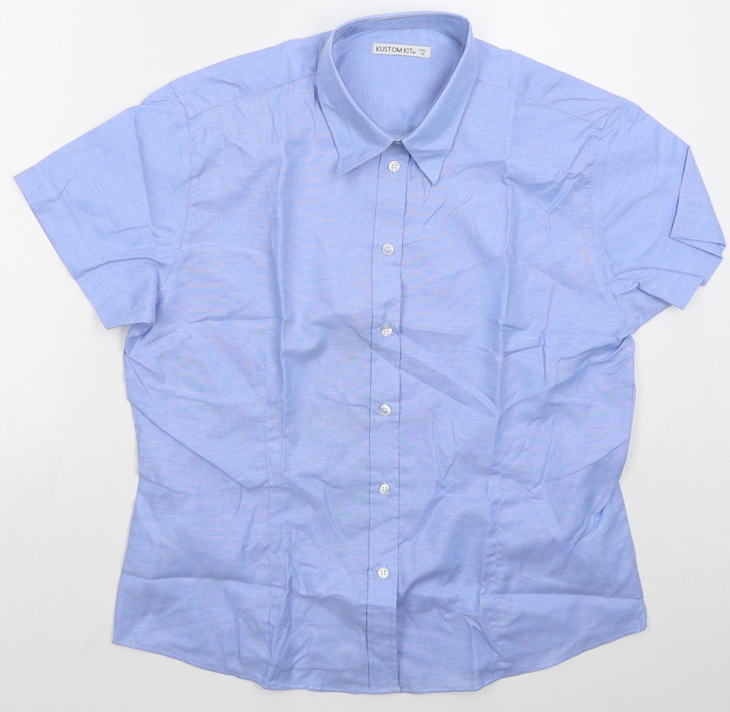Kustom Kit Womens Blue Cotton Basic Button-Up Size 18 Collared