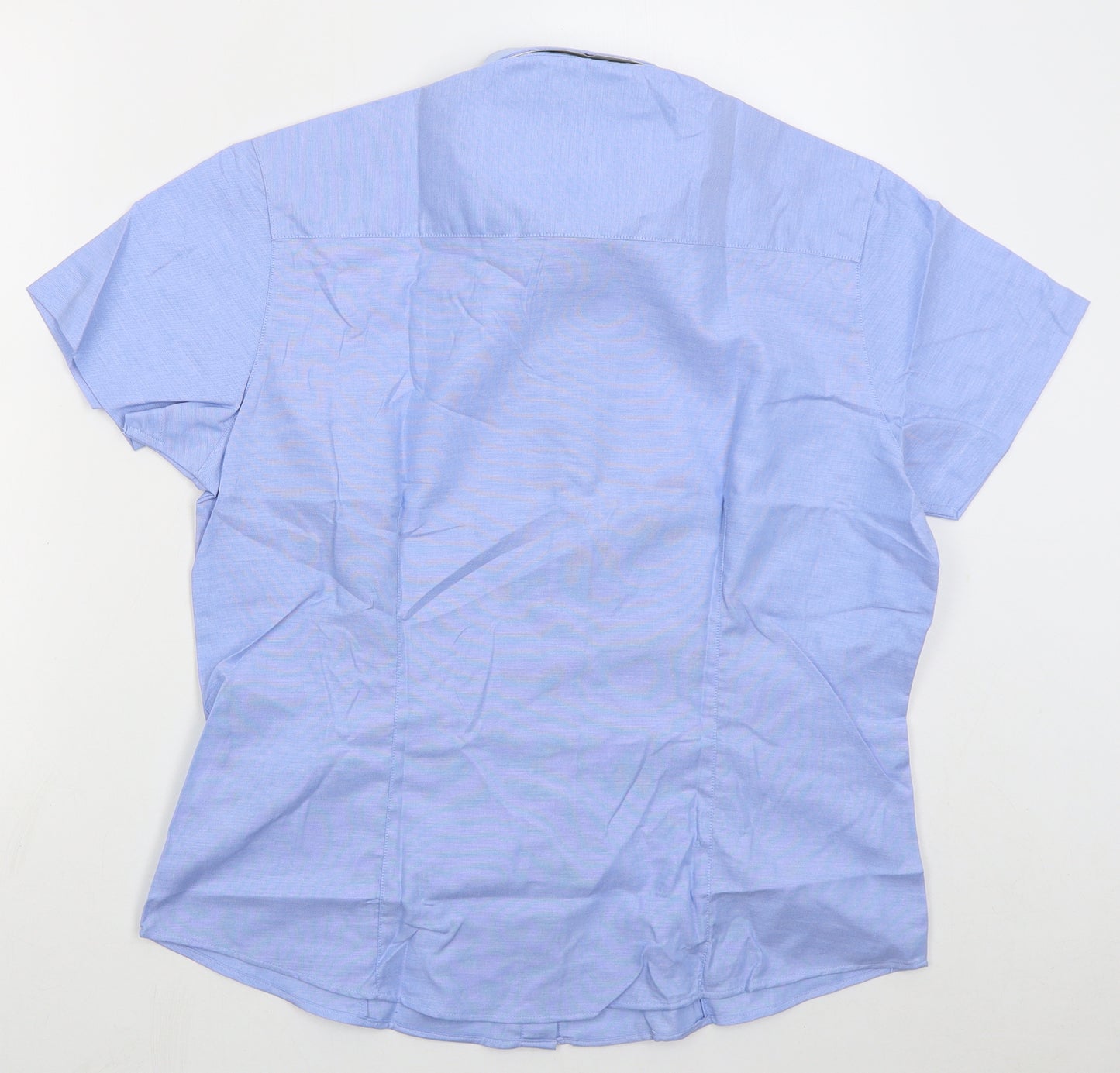Kustom Kit Womens Blue Cotton Basic Button-Up Size 18 Collared