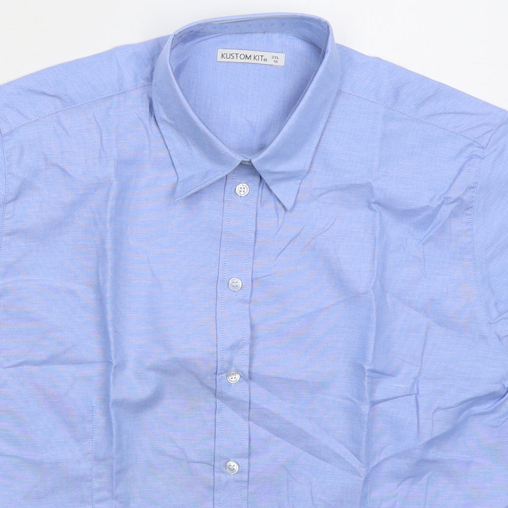 Kustom Kit Womens Blue Cotton Basic Button-Up Size 18 Collared