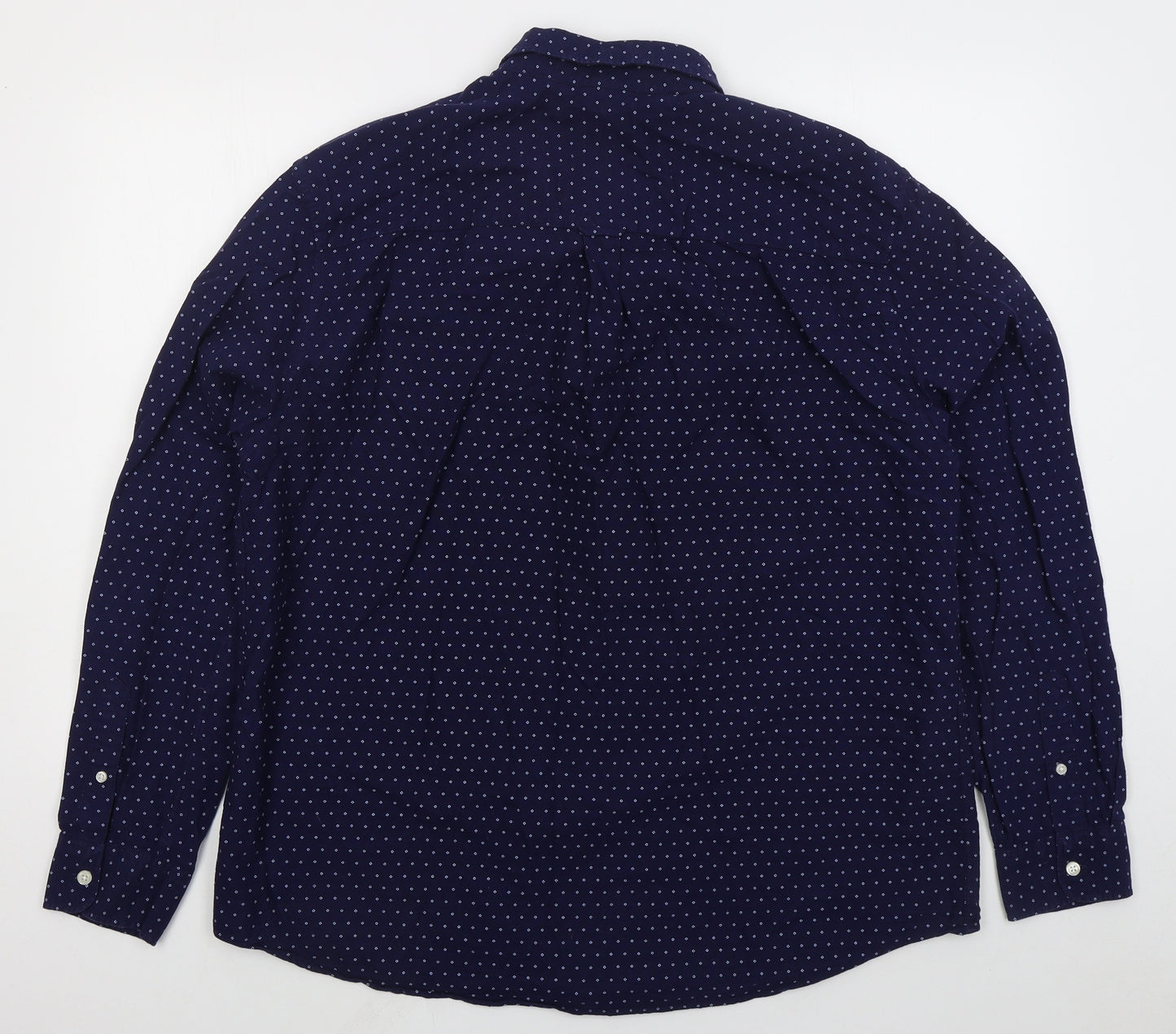 TU Mens Blue Geometric Cotton Button-Up Size XL Collared Button