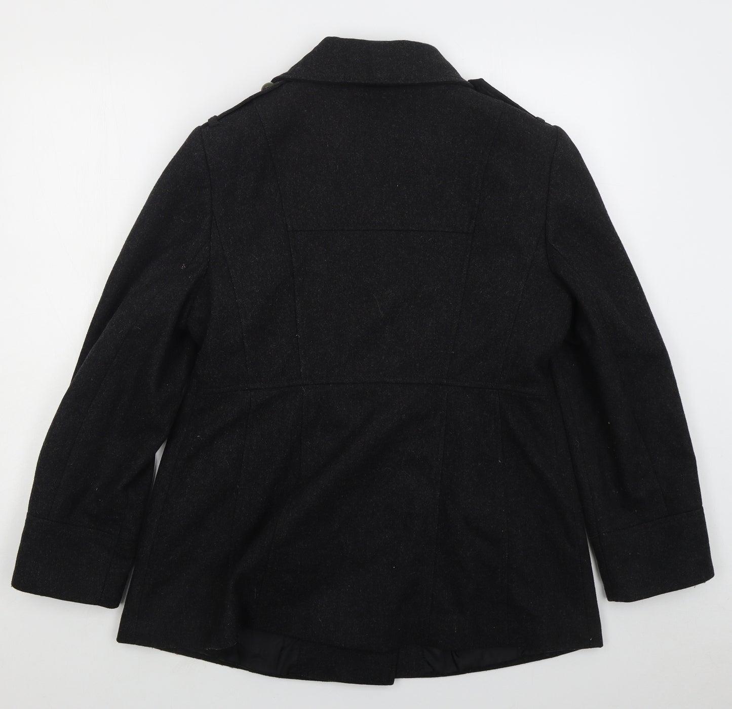 BHS Womens Grey Pea Coat Coat Size 16 Button