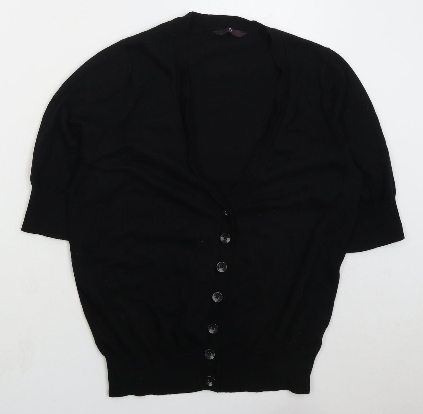 Arcadia Womens Black V-Neck Cotton Cardigan Jumper Size 14