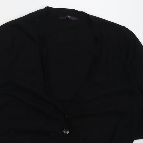 Arcadia Womens Black V-Neck Cotton Cardigan Jumper Size 14