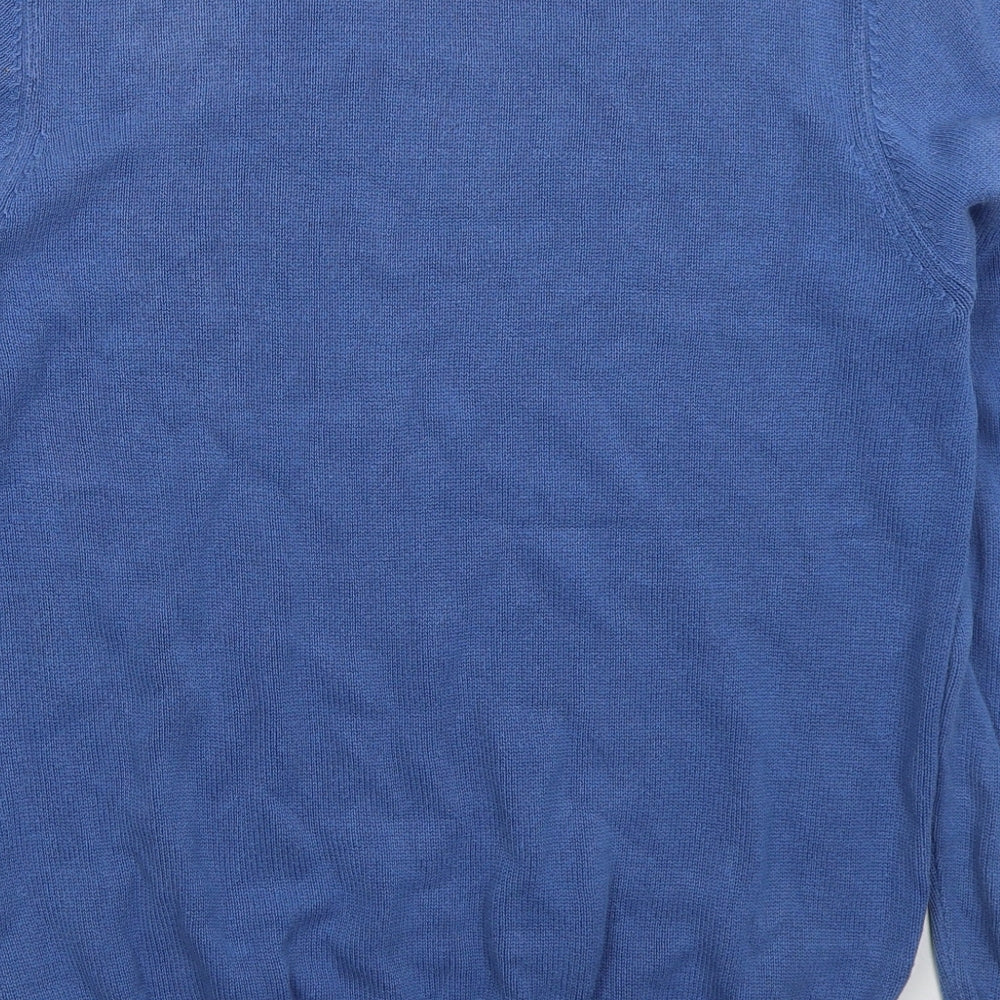 Atlantic Bay Mens Blue Crew Neck Cotton Pullover Jumper Size M
