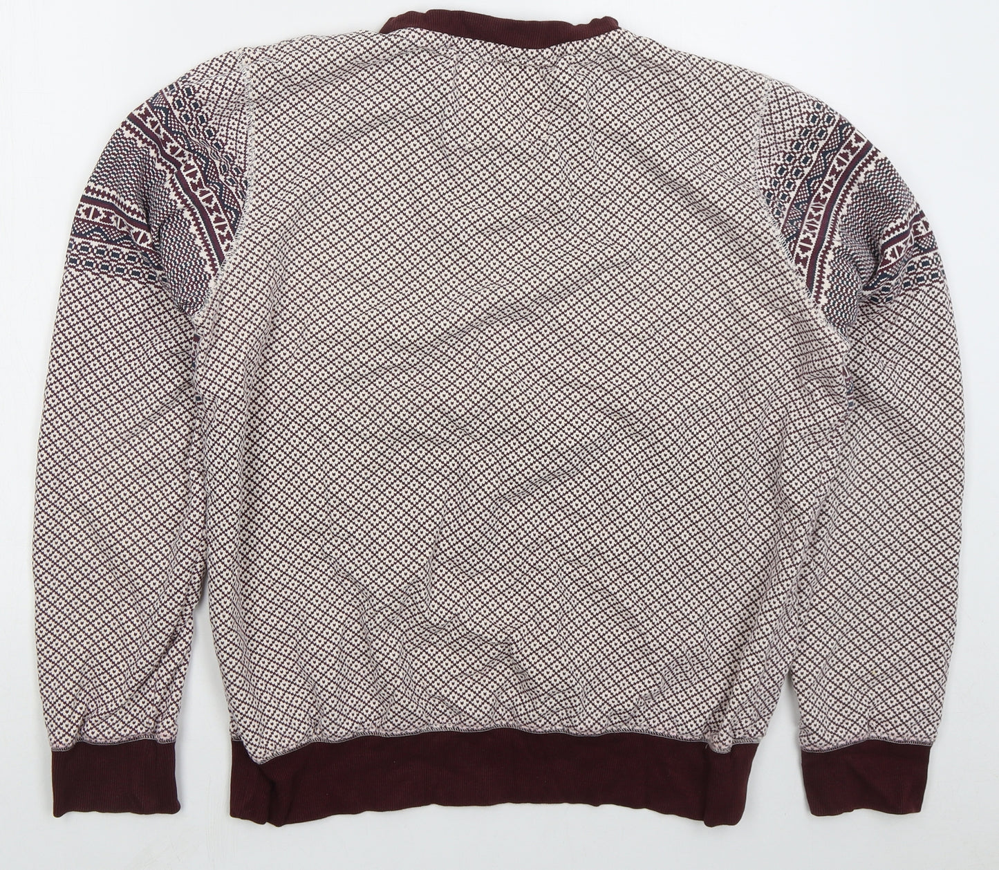 Brave Soul Mens Red Geometric Cotton Pullover Sweatshirt Size L