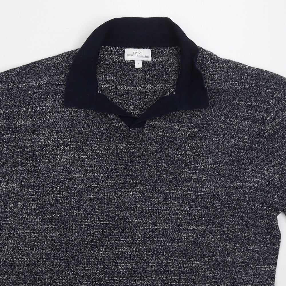 NEXT Mens Blue Polyester Polo Size L Collared Pullover