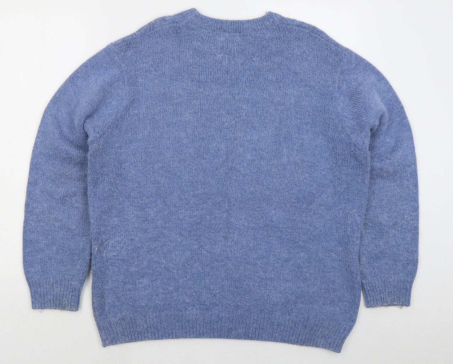 J Frazer Womens Blue Crew Neck Acrylic Pullover Jumper Size 18