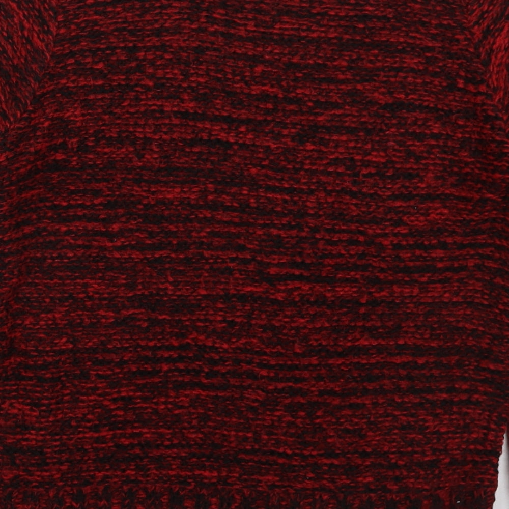F&F Womens Red Crew Neck Acrylic Pullover Jumper Size 10